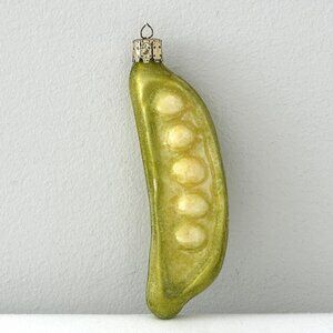 Christborn Christmas Pea Pod Ornament Glass Green 5” Made in Germany